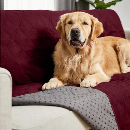 Gorilla Grip 100% Waterproof Dog Blanket 82x102, Pet Friendly Throw Essential for Large Pets, Dogs, Cats, Tear and Slip Resistant Leakproof Couch Cushion Protector Cover for Indoor Furniture, Burgundy