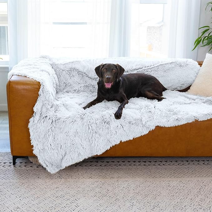 Best Friends by Sheri Calming Shag Dog Blanket with Non-Skid, Water Resistant Base, Frost Gray, 60" x 80"