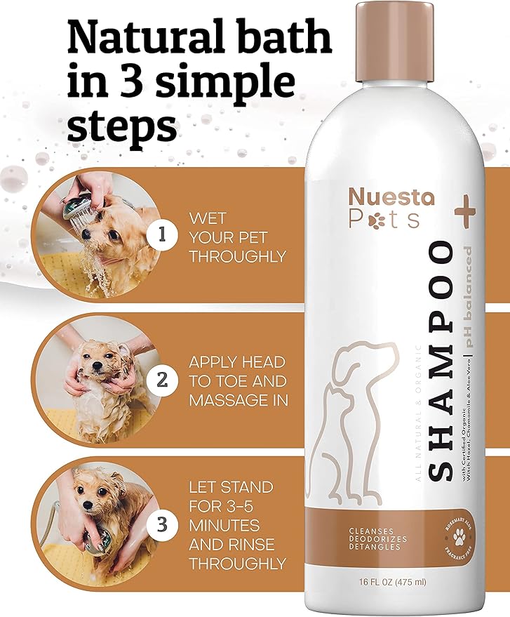 Pet Shampoo for Dogs & Cats (2 Pack) Unscented Fragrance Free Natural & Organic - pH Balanced for Dry & Sensitive Skin for Puppies & Kittens - Chamomile, Aloe & Oatmeal – Soap & Cruelty Free – 16 Oz