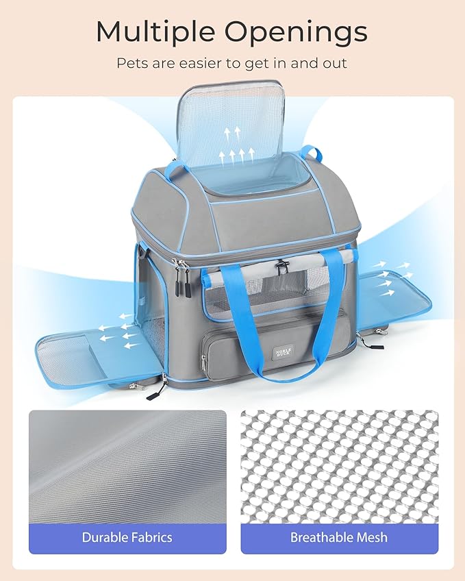 Expandable Cat Dog Carrier: NOBLE DUCK Soft-Sided Pet Carrier Airline Approved for Large Small Cats Dogs Collapsible Portable Travel Up to 25 Lbs Black