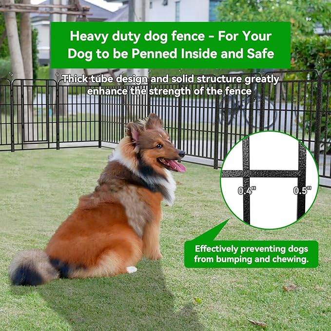 Dog Playpen Outdoor 12 Panels Heavy Duty Dog Fence 40" Height with Thick Pipe Anti-Rust with Doors Portable for RV Camping Yard, Total 32FT, 79 Sq.ft, Snowy Black