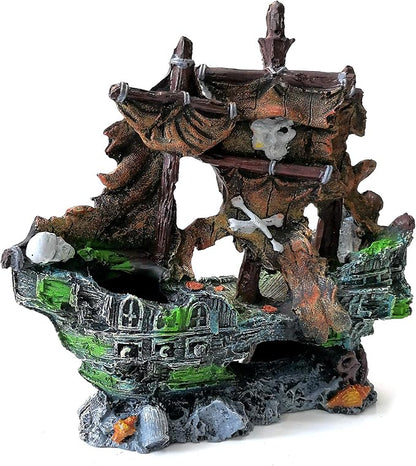 M2cbridge Antique Roman Column Ruins European Castle Aquarium Decorations Fish Tank Hideout Rocks (Pirate Shipwreck)