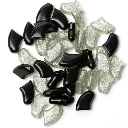 Soft Claws Nail Caps for Dogs with Non-Slip Design Made in USA - 40 Dog Nail Covers for Long-Lasting Protection of Floors and Furniture - Black & Silver Sparkle, XXL