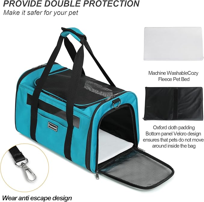 Cat Soft-Sided Carriers,Small Dog Travel Carriers,Small Animal Rabbit Carrying Case,TSA Airline Approved Pet Carrier（Blue）