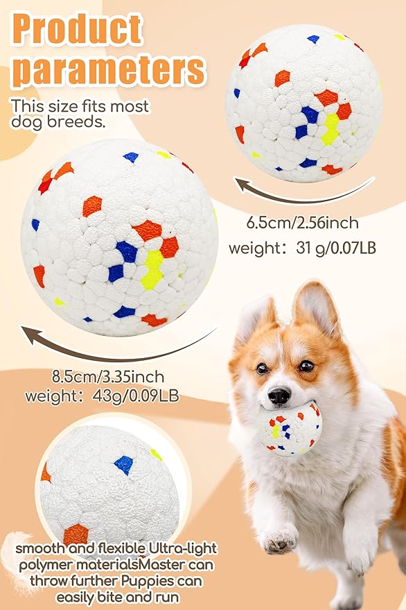 Upgrade Dog Balls for Aggressive Chewers, Indestructible Dog Tennis Balls, Durable Bouncy Dog Toy Balls, Dog Balls for Teething, Interactive Dog Toys for Fetch Game (4 White)