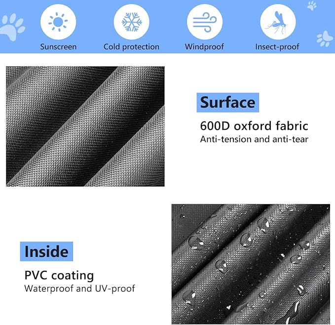 Double Door Dog Crate Cover, 600D Oxford Kennel Kennel Covers with Waterproof, Windproof, Breathable Mesh, Storage Pocket, 30 Inch, Cage Covers for Cat Small Puppy
