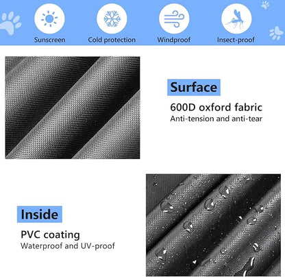 Double Door Dog Crate Cover, 600D Oxford Kennel Kennel Covers with Waterproof, Windproof, Breathable Mesh, Storage Pocket, 30 Inch, Cage Covers for Cat Small Puppy