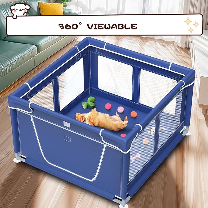 Dog Playpen 42 _ 42 Inch, Puppy PlayPen with Gate for Puppies, Small and Medium Dogs, Pet PlayPen for Outdoors & Indoors