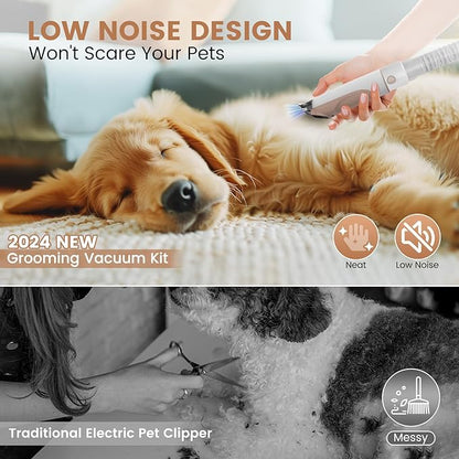 Dog Grooming Vacuum, Pet Grooming Kit with Dog Clippers, 2.5L Dust Cup 11000Pa Dogs Vacuum for Shedding Grooming, 5 Grooming Tools Home Cleaning in 1, Low Noise Pet Grooming Vacuum for Dogs, PG50
