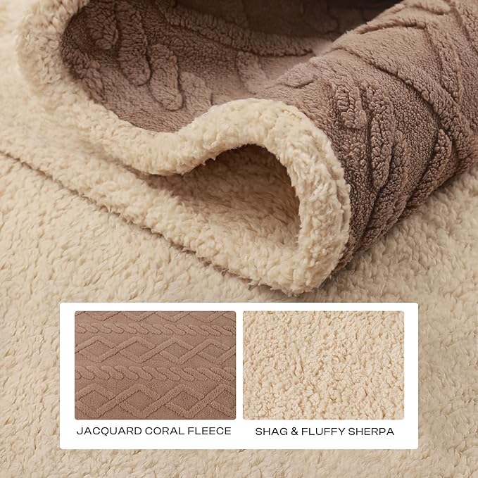 Waterproof Pet Blanket, Liquid Pee Proof Dog Blankets for Sofa Bed Couch, Reversible Sherpa Fleece Furniture Protector Cover for Small Medium Large Dogs Cats,Khaki X-Largeï¼85" x 57"ï¼