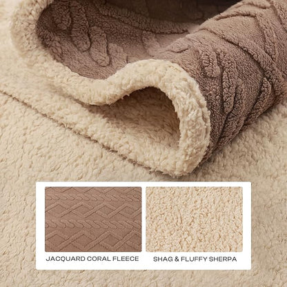 Waterproof Pet Blanket, Liquid Pee Proof Dog Blankets for Sofa Bed Couch, Reversible Sherpa Fleece Furniture Protector Cover for Small Medium Large Dogs Cats,Khaki X-Largeï¼85" x 57"ï¼