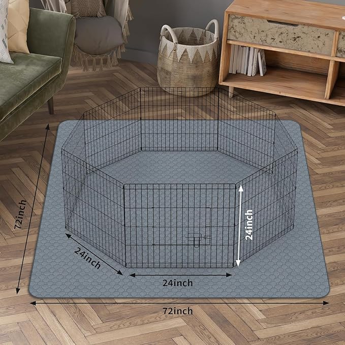PJYuCien Dog Playpen & Pee Pad - 8-Panels 24" H Metal Foldable Dog Exercise Playpen with 72" x 72" Extra Large Non-Slip Washable Dog Pee Pad, Indoor Outdoor for Small Medium Pets
