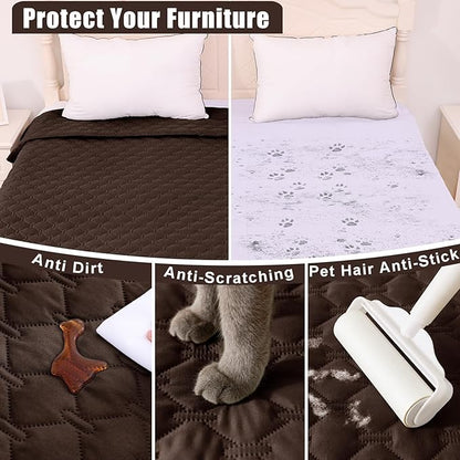 Smiry Waterproof Dog Blanket, Soft Dog Bed Cover Pet Blanket, Reversible Couch Cover for Dogs Washable, Pet Couch Covers for Sofa Furniture Protector for Puppy Cat (82x82 Inch, Chocolate/Dark Grey)