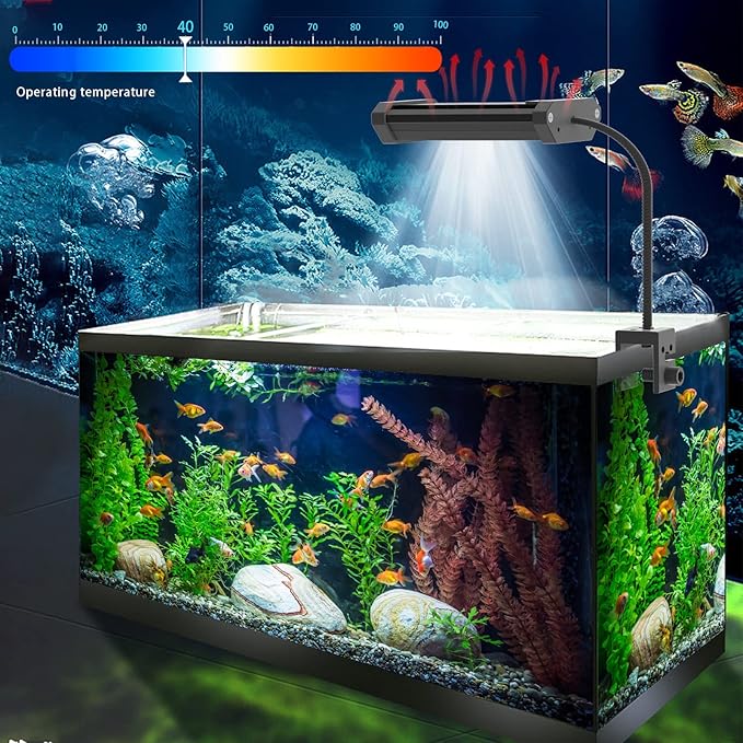 Lominie Planted Aquarium Light, 4 Channel Timer Dimmer Freshwater Small Fish Tank Light 6500K with Gooseneck for Planted Refugium Nano Tank (Freshwater)