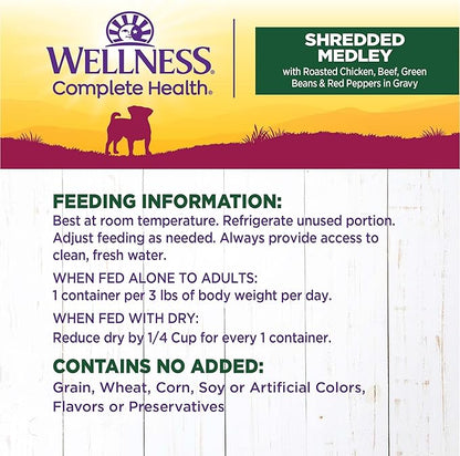 Wellness Natural Pet Food 3 Oz Grain Free Natural Wet Small Breed Roasted chicken, beef, green beans & Red Peppers. (12 Pack), One Size