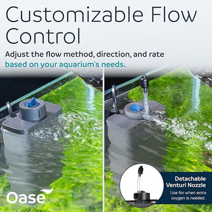 OASE EcoFlow 60 Internal Aquarium Filter, for Freshwater and Saltwater Tanks Up to 15 Gallons, Quiet, Customizable Water Flow, Multi-Stage Filtration