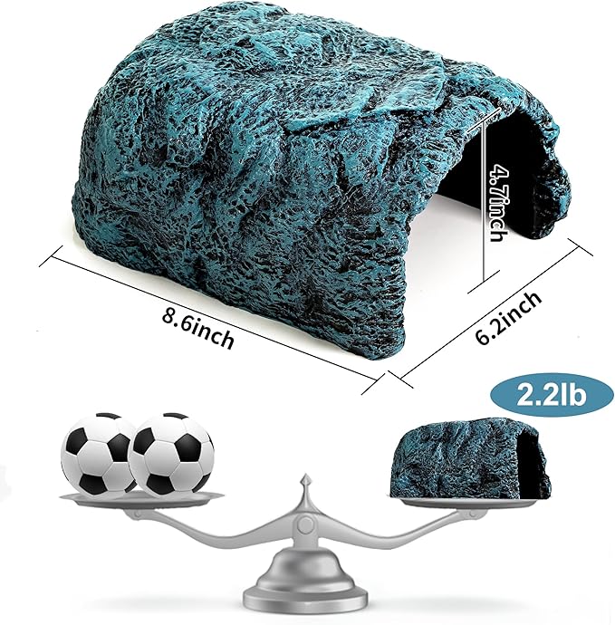 Hide Cave Aquarium Decorations-Premium Resinous Natural Hideout Fit for Aquariums & Terrariums, Reptiles, Amphibians, Fish Playground