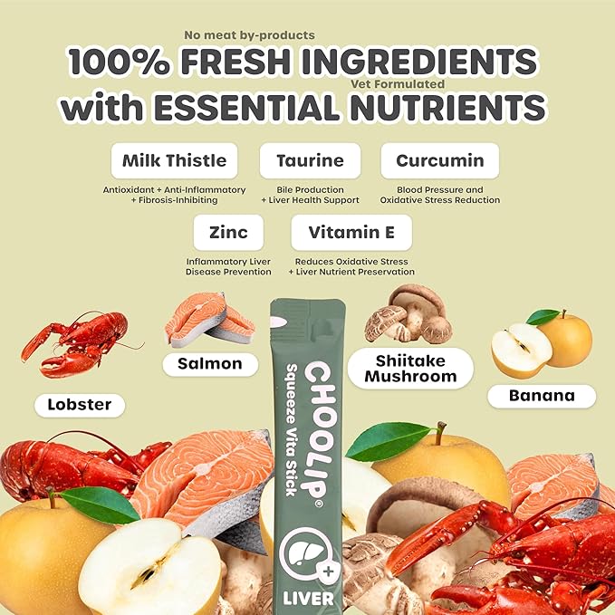 Squeeze Vita Stick Lickable Cat and Dog Treats – 7-Count Liver Support Sticks with Multivitamins, Soft Squeezable Paste for All Life Stages, Supporting Liver Health