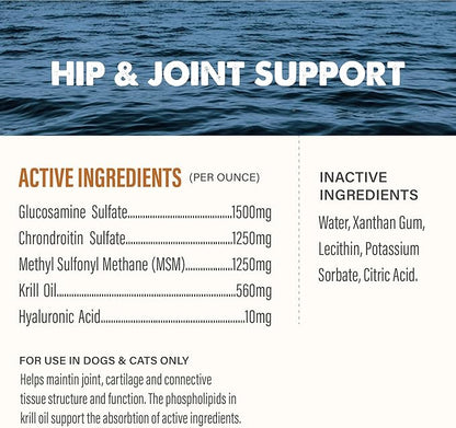 GRIZZLY PET PRODUCTS Joint Aid Liquid Hip and Joint Health Supplement Product for Dogs and Cats, 16 Ounce