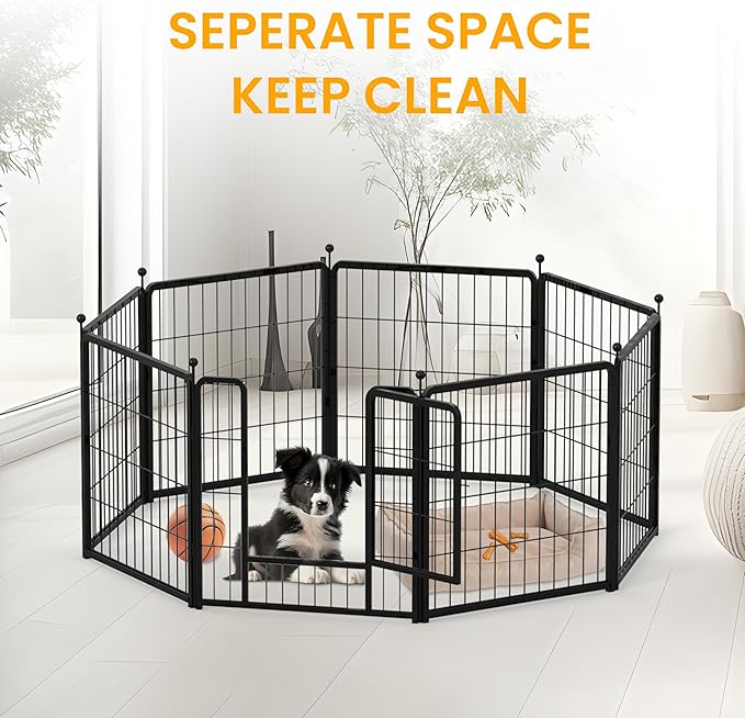 Dog Playpen 24 Inch 16 Panles, Ideal Dog Fence for Puppy/Small Dogs Indoor & Outdoor Bliss, Perfect Dog Pen for Camping, Yard, RV, Garden Fence, Black