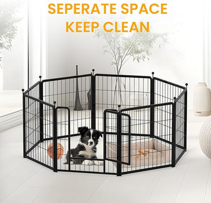 Dog Playpen 32 Inch 16 Panels, Ideal Dog Fence for Small/Medium Dogs Indoor & Outdoor Bliss, Perfect Dog Pen for Camping, Yard, RV, Garden Fence, Black