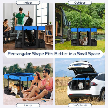 44x34x24 Inches Dog Playpen,Pet Playpen,Foldable Puppy Cat Playpen,Portable Exercise Kennel Tent Crate,Water-Resistant Breathable Shade Cover,Indoor Outdoor Travel Camping Use for Small Animals(L)