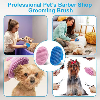 6PCS Pet Grooming Set - Lengthen Dog Washing Gloves, Dog Bath Brush, Dog Toothbrush Finger, Dog Shampoo Brush, Silicone Pet Bathing Gloves for Gentle Cleaning, Massaging, Shedding (Blue Grooming Set)