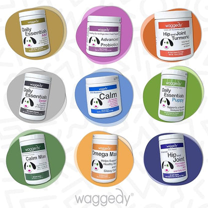 waggedy Daily Essentials Senior Soft Chews with Glucosamine — Pet Supplies for Digestion and Joint Health — Dog Multivitamin Treats for Overall Defense — Dog Vitamins and Supplements (60 Chews)