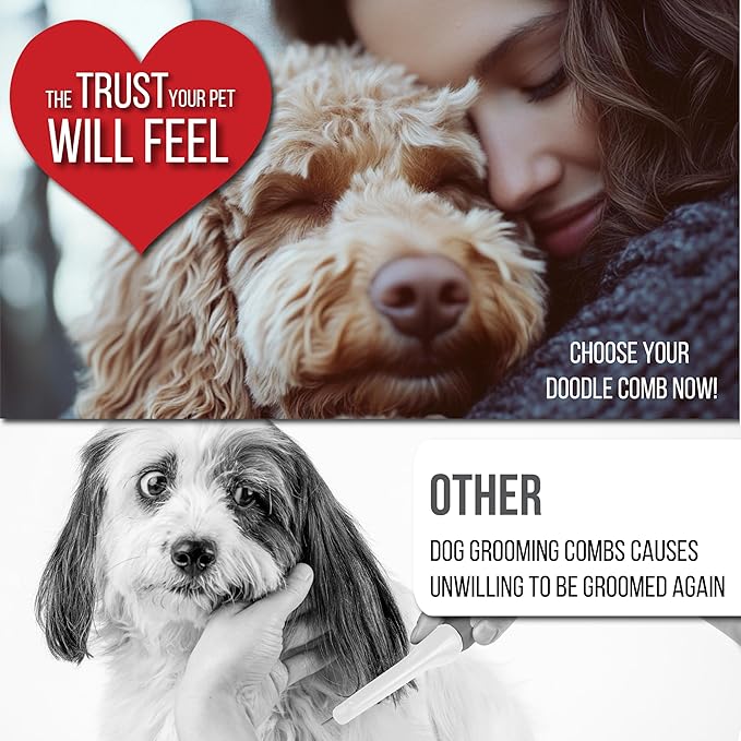 Poodle Comb with Rotating Teeth - 5-in-1 Dog Dematting Tool - Used for Small Size Breeds and Puppies - Cat Comb for Shedding and Deshedding