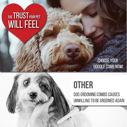 Poodle Comb with Rotating Teeth - 5-in-1 Dog Dematting Tool - Used for Small Size Breeds and Puppies - Cat Comb for Shedding and Deshedding