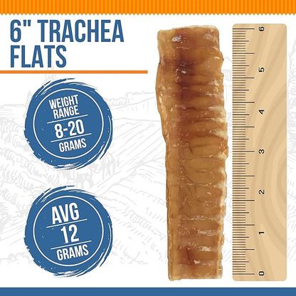 K9warehouse® - 6 Inch Beef Trachea Dog Chews - 12 Count Trachea Flats for Dogs - Packed in USA - Trachea Dog Treats - All Natural Grass-Fed Beef Dog Chews - Rich in Glucosamine Chondroitin