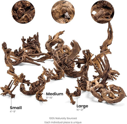 Ultum Nature Systems Driftwood - Amazon Drift Wood for Fish Tank, Planted Tank, Terriarium, Paludarium - Versatile Natural Driftwood Decor, Events Wood Centerpiece - Amazon Wood, M 9-16", 5 Pack