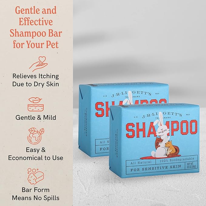 J·R·LIGGETT'S Small Animal Hair Shampoo Bar Great for Sensitive Skin | Relieves Dry, Itchy Skin, Hypoallergenic Formula | Biodegradable100% Detergent-Free, 100% Ecologically Correct, Non-GMO 3.5 oz.