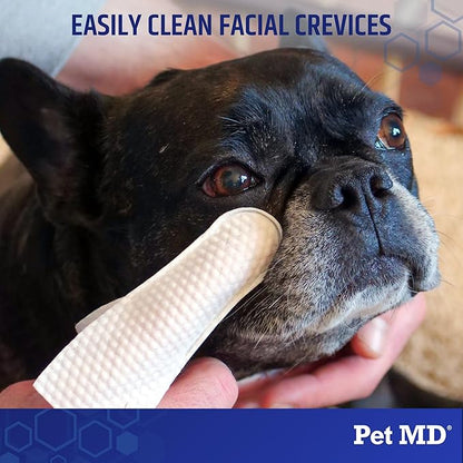 Pet MD Finger Wipes - Tear Stain Remover for Dogs & Cat Eye Wipes - Dog Eye Wipes for Discharge and Crust - Fragrance-Free & Hypoallergenic Face and Eye Cleaner - 50ct