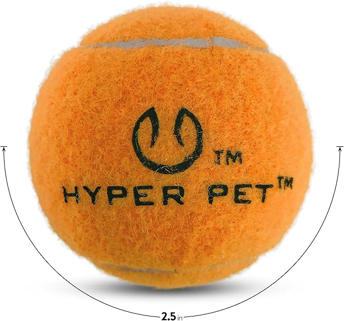 Hyper Pet Tennis Balls for Dogs (Pet Safe Ball for Exercise and Training) Interactive Dog Toys work with Hyper Pet K9 Kannon K2 Dog Ball Launcher - 4 Pack 2.5" Orange