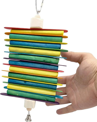 1125 Rainbow Sola Stick Stack Handcrafted Bird Chew Toy with Colorful Sola Wood Sticks – Foraging Toy for Conures, Parakeets, and Cockatiels – Safe & Natural Parrot Enrichment Toy – Made in USA