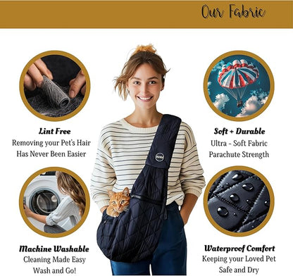 SUSU Cat Sling & Dog Slings for Small Dogs up to 9lbs | Ultra-Soft Parachute-Grade Fabric, Adjustable Strap and Closure | Dual Carry Options Puppy Carrier | Cat Carrier Pouch with Two Zipper Pockets