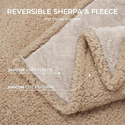 Waterproof Pet Blanket, Liquid Pee Proof Dog Blankets for Sofa Bed Couch, Reversible Sherpa Fleece Furniture Protector Cover for Small Medium Large Dogs Cats,Beige-Thicken Smallï¼40" x 28"ï¼