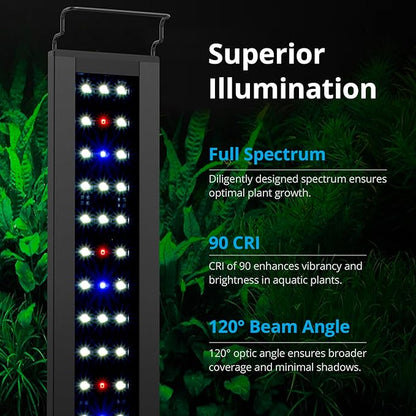 NICREW C10 Plants LED Aquarium Light, 48-60 in, 32 Watts, Full Spectrum Fish Tank Light with Timer, Day and Night Cycle, Brightness Adjustable