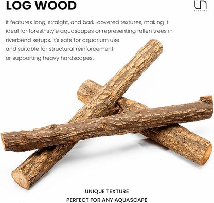 Ultum Nature Systems Driftwood - Log Wood - Natural Aquarium Hardscape for Planted Tank Aquascaping - Fish, Crab, Reptile, Bird, Paludarium Enclosure Structure, Terrarium Decor - MED 5Pc, 15-18" ⌀1-2"