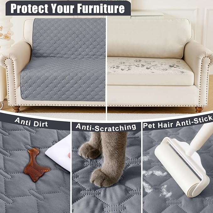 Smiry Waterproof Dog Blanket, Soft Dog Bed Cover Pet Blanket, Reversible Couch Cover for Dogs Washable, Pet Couch Covers for Sofa Furniture Protector for Puppy Cat (40x50 Inch, Grey/Light Grey)