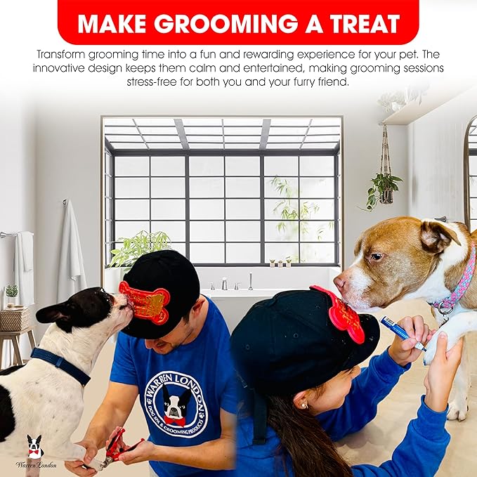Warren London Distract-A-Hat & Nail Clipper Bundle | Grooming Distraction Hat + Stainless Steel Dog Nail Clippers | Stress-Free Grooming for Dogs