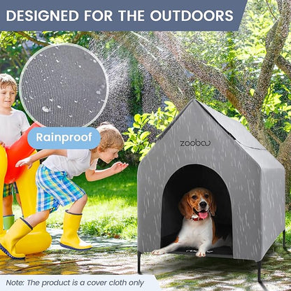 36 Durable Dog House Cover - Waterproof & UV-Resistant 600D Oxford Fabric Canopy for Outdoor Kennels - Cover Only, Fits 36"x30"x44" Houses - Protective Large Breed Shelter Top - Cool Grey