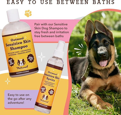 Natural Dog Company Sensitive Skin Dog Deodorizing Spray: Ideal for Sensitive Skin Dog Shampoo, Long Lasting Perfume, Dog Spray Deodorizer, Neutral Scented with hints of Lavender, 8 oz
