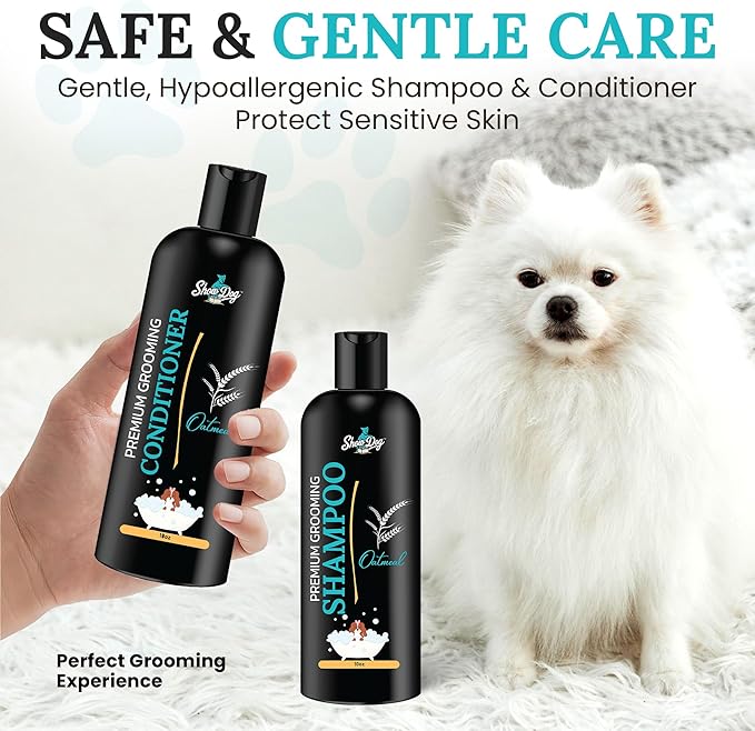 605Products Premium Dog Shampoo & Conditioner - Gentle Formula for Itchy & Sensitive Skin, Puppy Odor Eliminator, Natural Moisturizer (10oz)- Oatmeal