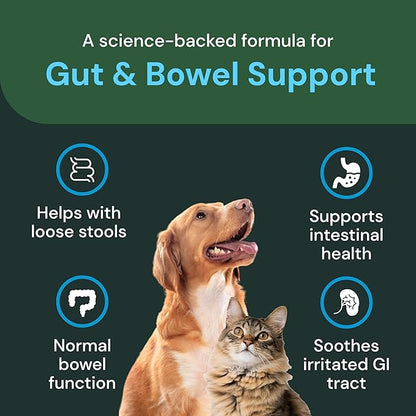 VETRISCIENCE Veterinary Strength Gut & Bowel Support for Dogs & Cats - Pet Digestive Health Supplement - Gut Health Formula - Intestinal Support - Duck Flavor - 60 Count