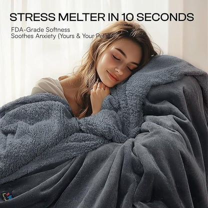 Luciphia Waterproof Bed Blanket Washable, Soft Sherpa Fleece Puppy Reversible Throw Blankets for Medium Large Dog Cat, Furniture Cover Protector Couch from Liquid Pee and Pet Fur, Light Grey,85" x 57"