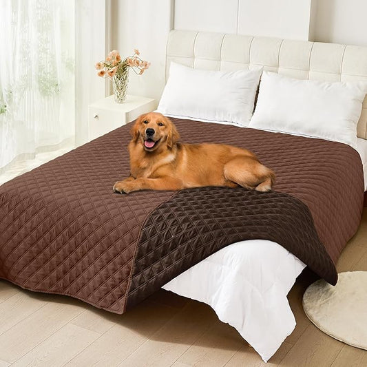 Smiry Waterproof Dog Blanket, Reversible Dog Bed Cover Pet Blanket, Soft Couch Cover for Dogs Washable, Bed Couch Sofa Furniture Protector for Puppy Cat Kids (82"x82", Brown/Chocolate)
