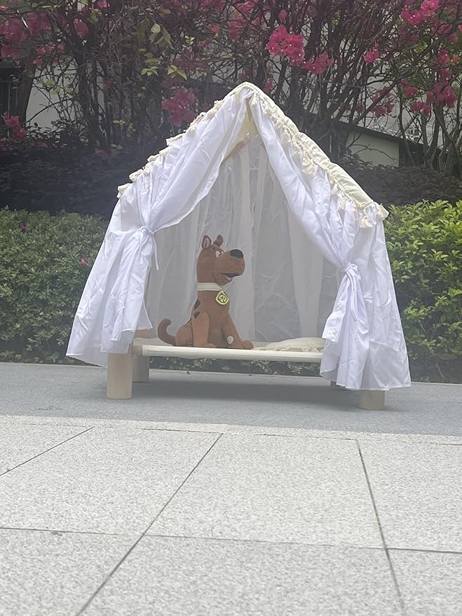 ABULU Pet House Tent Dog Kennel and Cat Kennel: Detachable and Washable, Cute Princess Room Small Dog Teddy Bed (White)