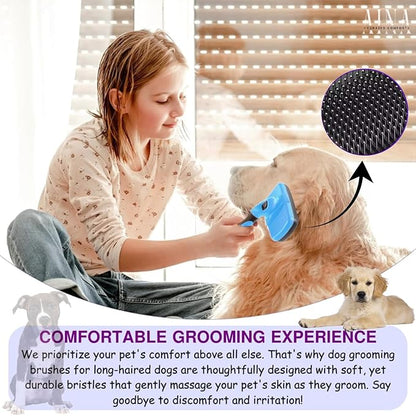 AINA Self-Cleaning Pet Grooming Brush | Pet Slicker Brush for Dogs & Cats Detangling & Fur Removal with Click Clean Button | Effective & Comfortable Pet Deshedding Brush, Perfect for Pet Grooming